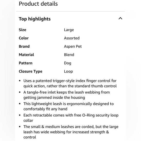 Aspen Pet LARGE Retractable Dog Leash 16 Feet up to 110 Pounds for Walking Lg - Picture 4 of 4